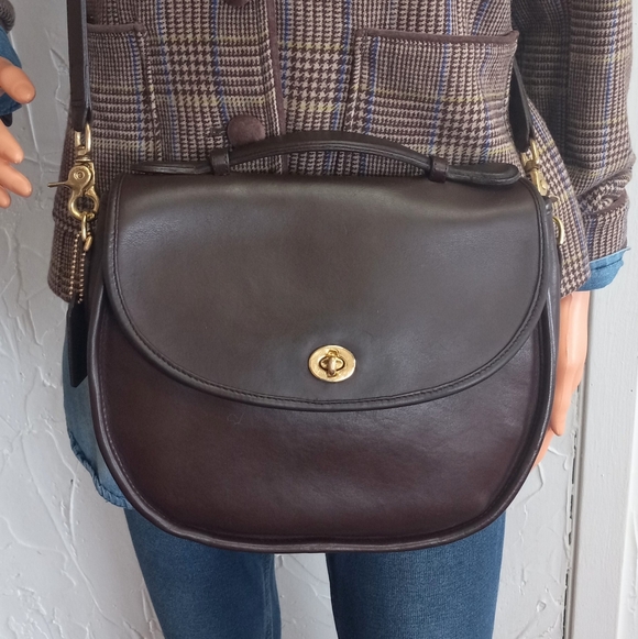 Coach Large Plaza Bag, Pre-1994, Mahogany Brown, Late 1980's - Picture 6 of 16